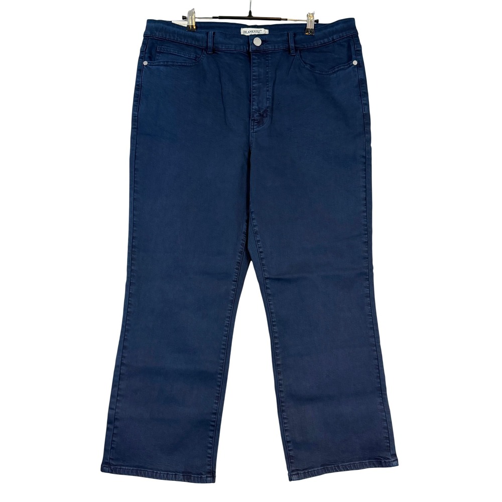 Blank NYC High Rise Straight Leg Pants Navy Blue Stretch Denim Size 14/34 NEW